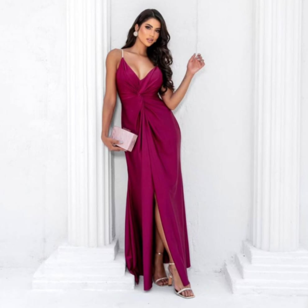 Vestido lila con tiras y tajo - Imagen 3