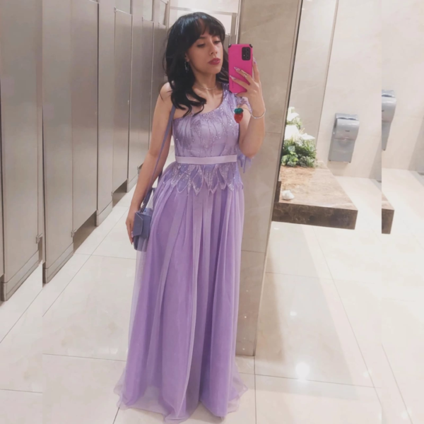Vestido lila media manga