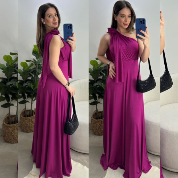 Vestido morado media manga