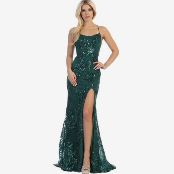 Vestido verde oliva con tiras y tajo