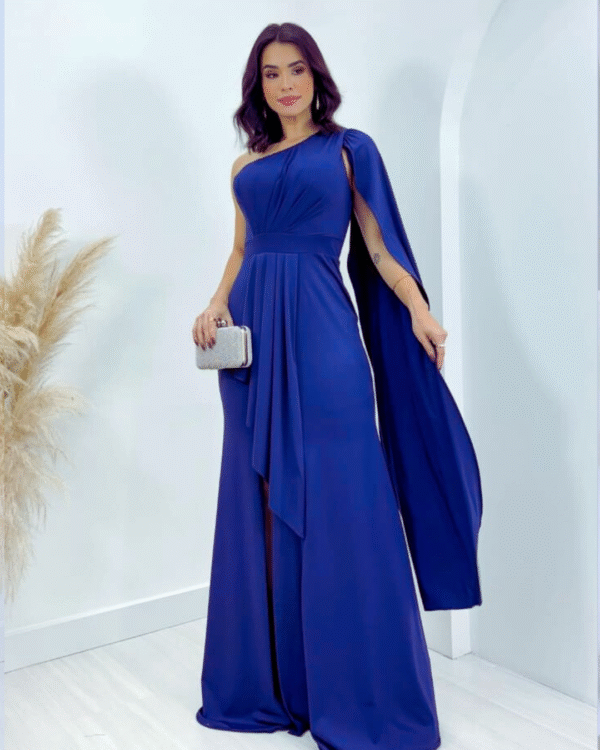 Vestido Azul media manga con tajo