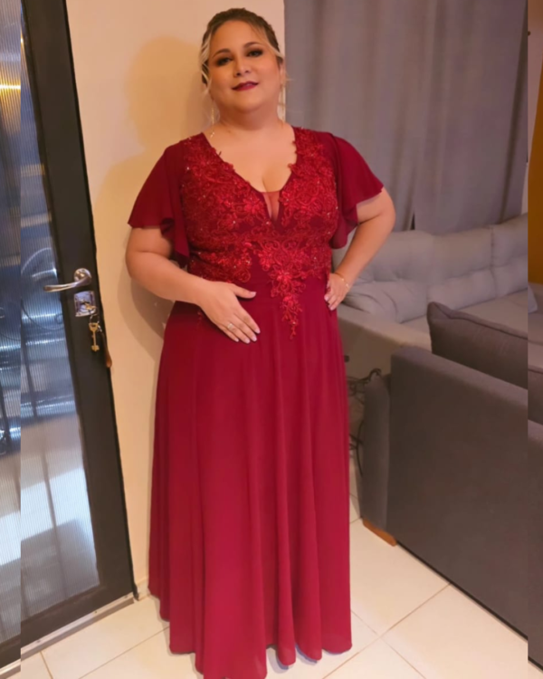 Vestigo granate largo con mangas