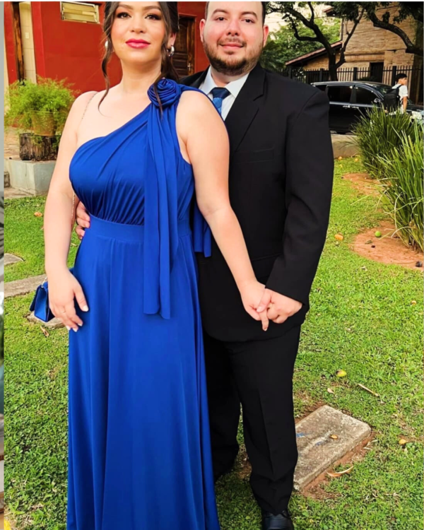 Vestido azul media manga - Imagen 2