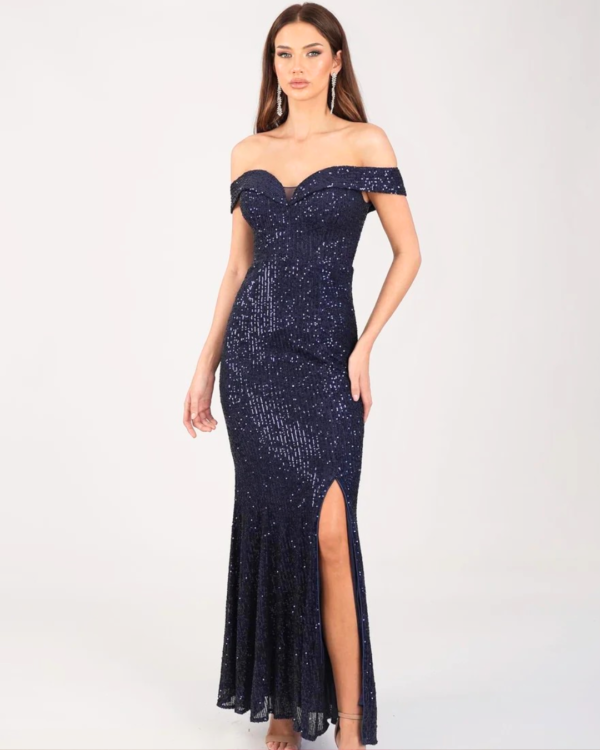 Vestido azul marino con lentejuelas